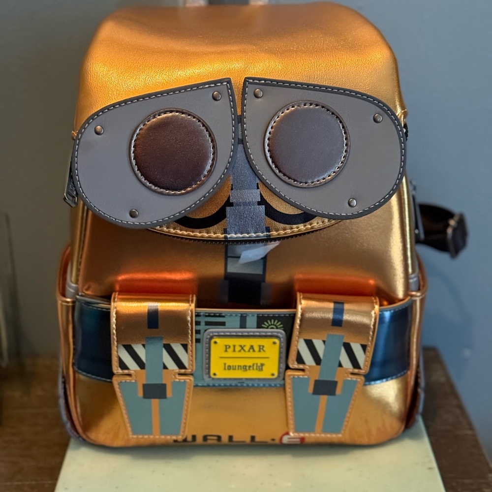 Loungefly Metallic Copper WALL•E Face Mini Backpack with Blue Accents